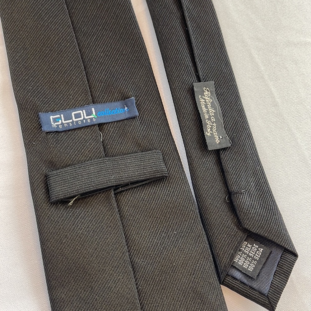 Men 100% silk black tie GLOU collection business elegant party suit elegant